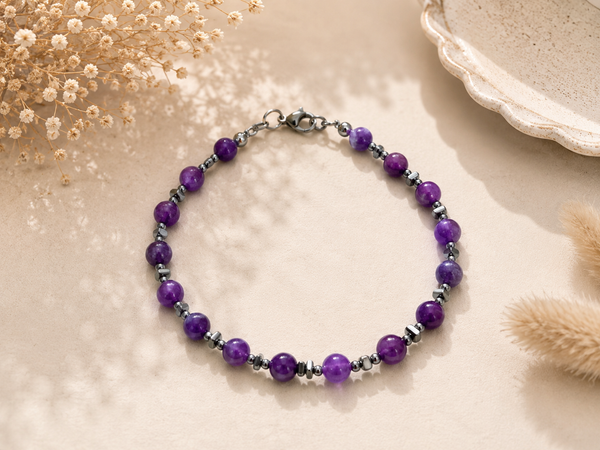 Bracelet Améthyste - Argenté