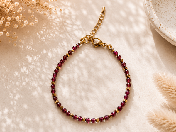 Bracelet Grenat Facetté Naturel