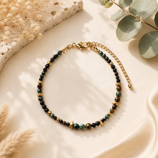 Bracelet Turquoise Africaine Facettée doré