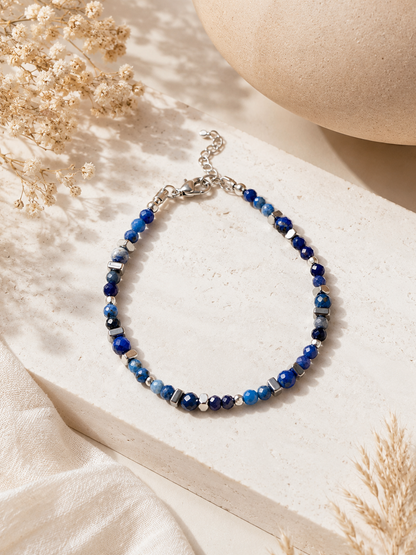 Bracelet Lapis Lazulis argenté