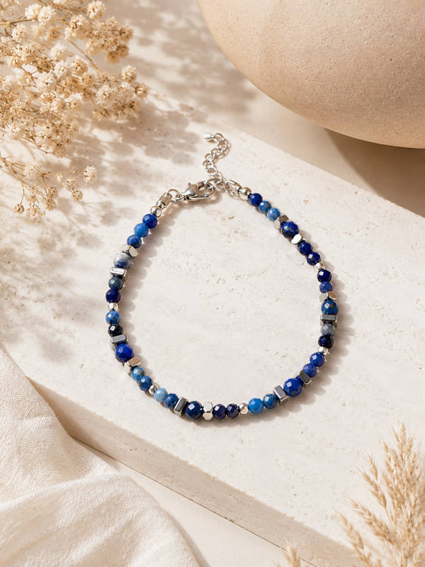 Bracelet Lapis Lazulis argenté