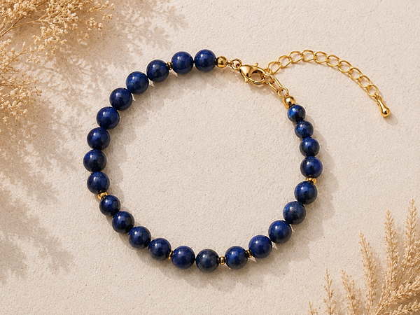 Bracelet Lapis Lazulis rond doré