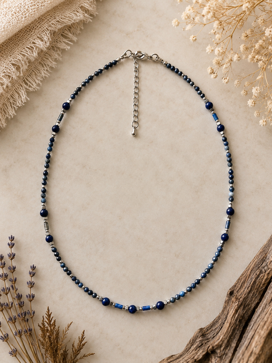 Collier Lapis Lazuli facetté et rond