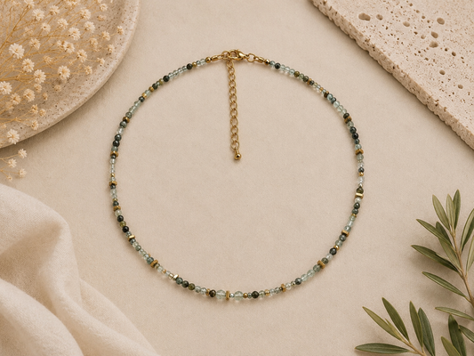 Collier Quartz vert facetté - doré