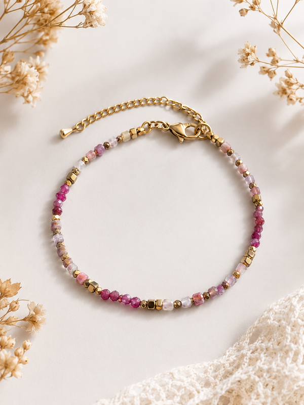 Bracelet création en tourmaline rose