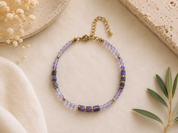 Bracelet Améthyste - Doré