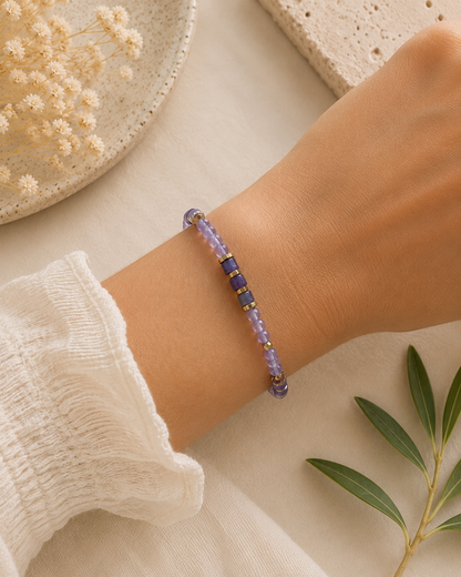 Bracelet Améthyste - Doré