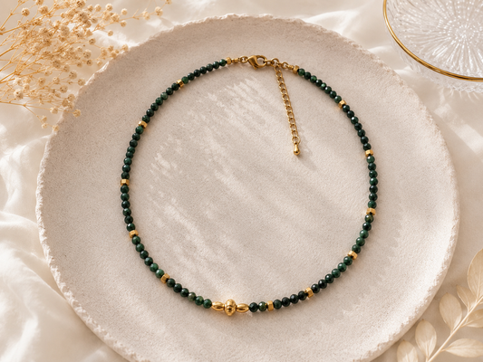 Collier malachite doré