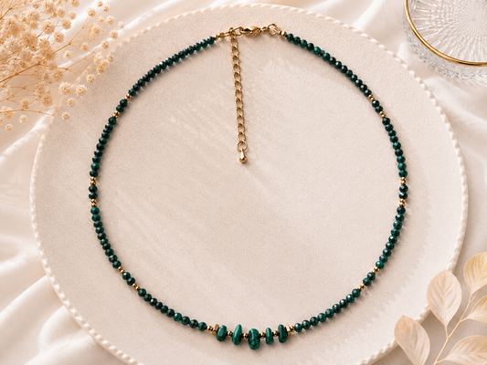 Collier Malachite doré