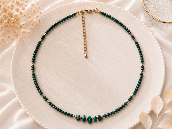 Collier Malachite doré