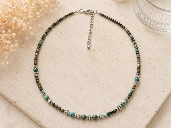 Collier Turquoise Africaine argenté