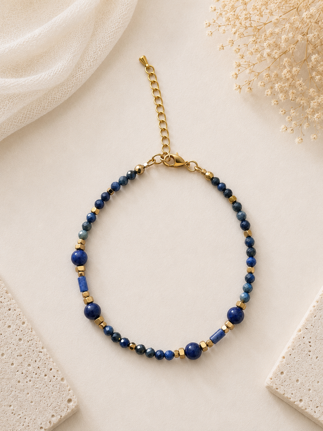 Bracelet Lapis Lazuli - Doré