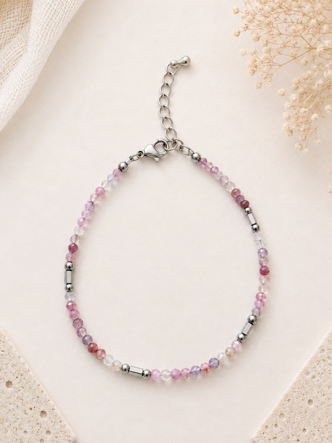 Bracelet Améthyste facetté argenté