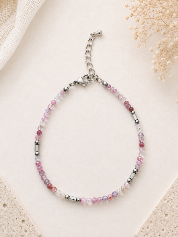 Bracelet Améthyste facetté argenté
