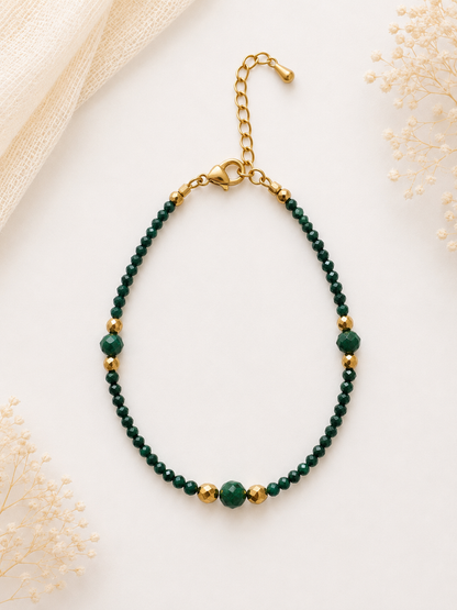 Bracelet en Malachite Naturelle – Création Artisanale doré