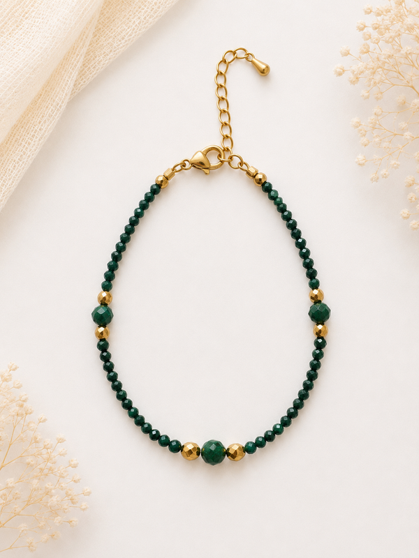 Bracelet en Malachite Naturelle – Création Artisanale doré