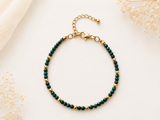 Bracelet en Malachite Naturelle – Création Artisanale doré