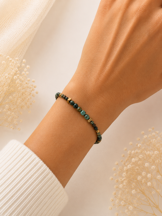 Bracelet turquoise africaine facetté doré