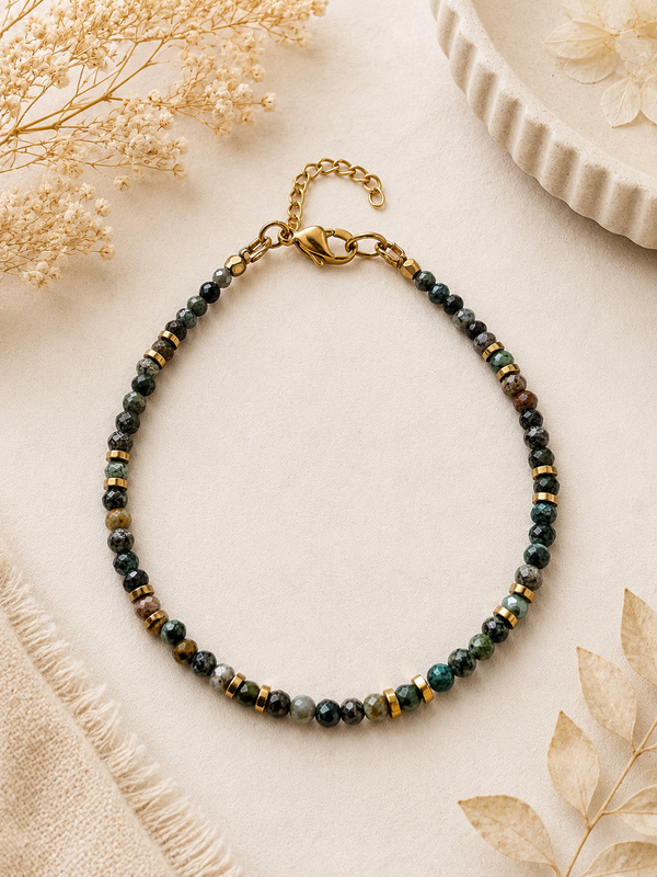 Bracelet turquoise africaine facetté doré