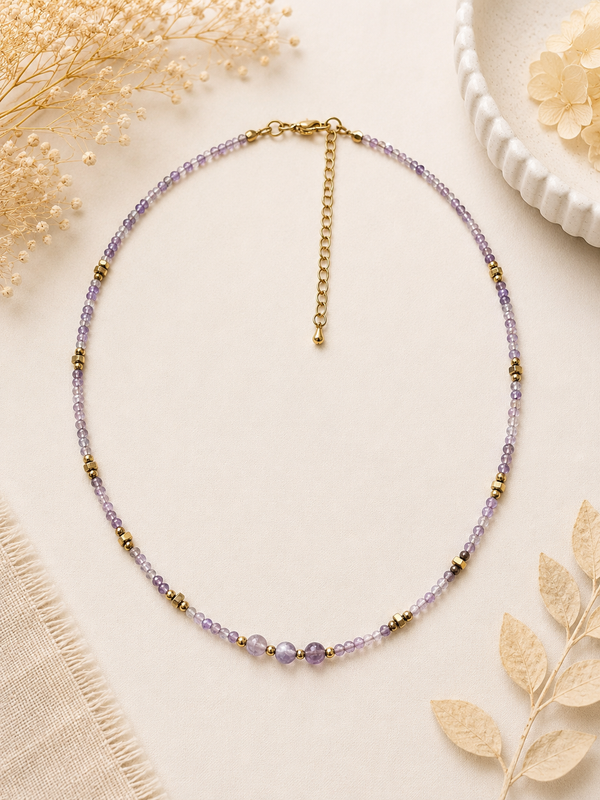 Collier Améthyste fin facetté doré