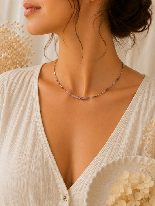 Collier Améthyste fin facetté doré