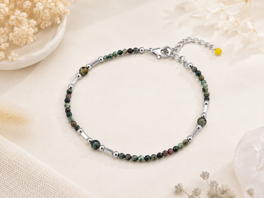 Bracelet turquoise africaine facetté argenté