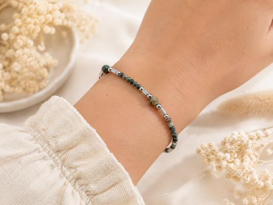 Bracelet turquoise africaine facetté argenté