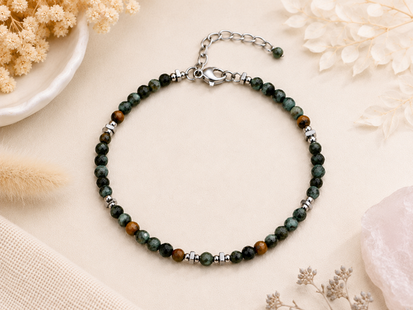 Bracelet turquoise africaine facetté argenté