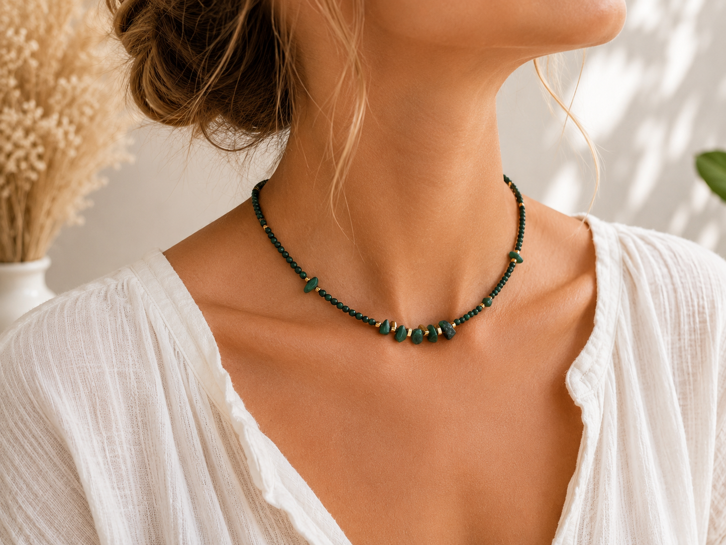 Collier Malachite doré