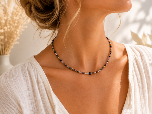 Collier Tourmaline argenté
