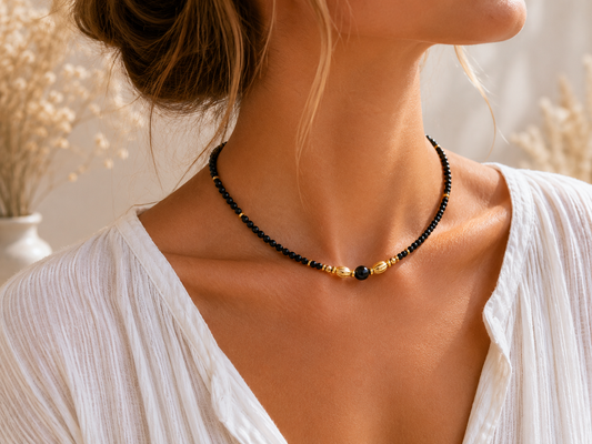 Collier création Spinelle - doré