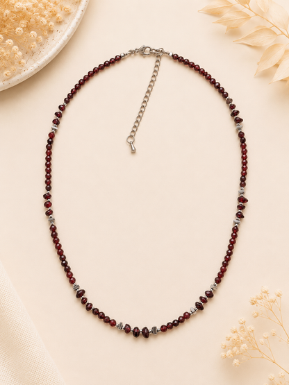 Collier en Grenat Naturel – Confiance, Courage & Énergie