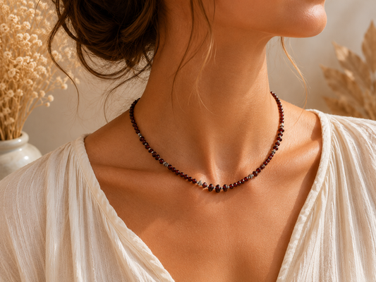 Collier en Grenat Naturel – Confiance, Courage & Énergie