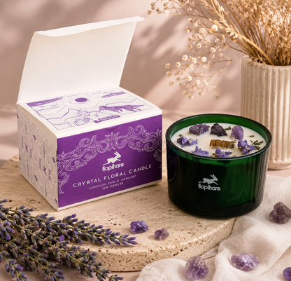 Améthyste - Lavande - Bougie Parfumée aux Pierres Naturelles