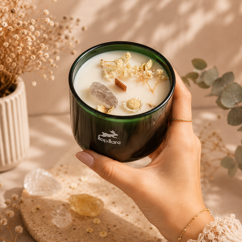 Cristal de roche - Jasmin - Bougie Parfumée aux Pierres Naturelles