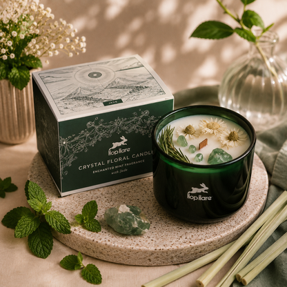 Jade verte - Menthe & citron - Bougie parfumée avec pierre naturelle