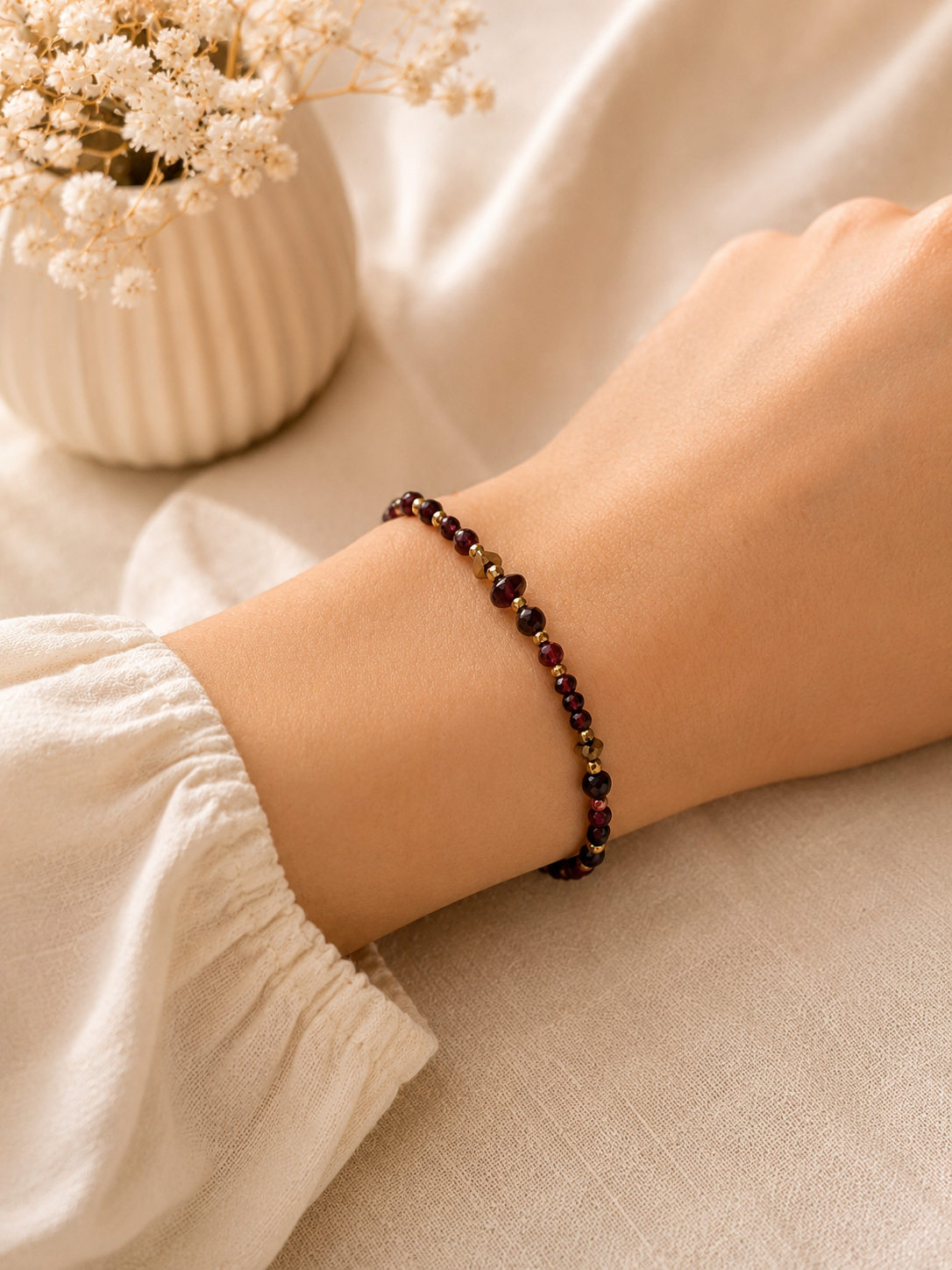 Bracelet Grenat Naturel – Confiance, Courage & Énergie