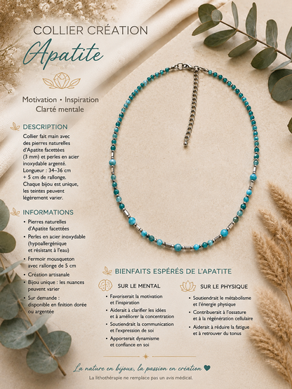 Collier Apatite création argenté