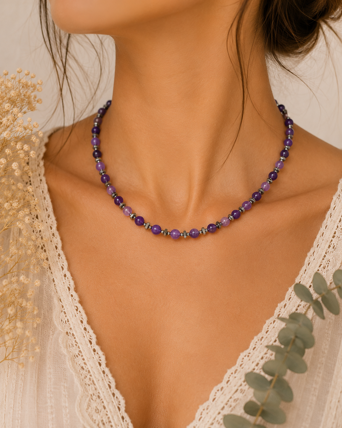 Collier création Améthyste en pierre naturelle