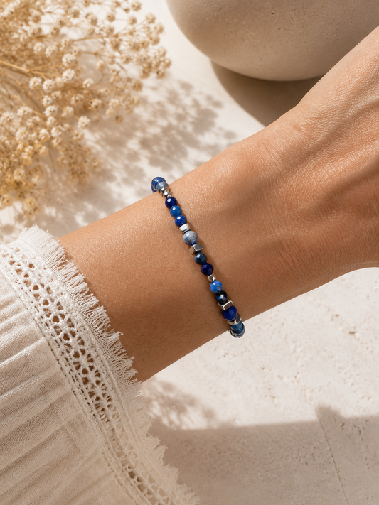 Bracelet Lapis Lazulis argenté