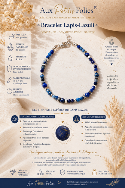 Bracelet Lapis Lazulis argenté