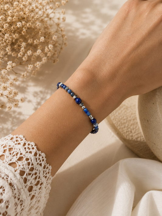 Bracelet artisanal en Lapis-Lazuli facetté