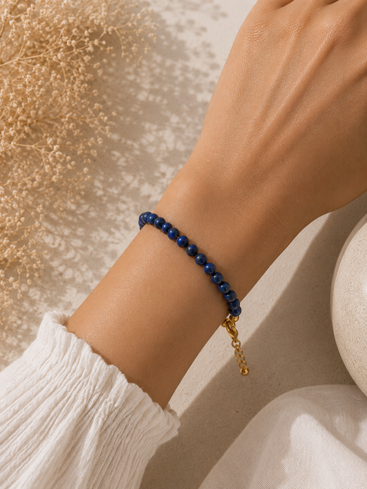 Bracelet Lapis Lazulis rond doré