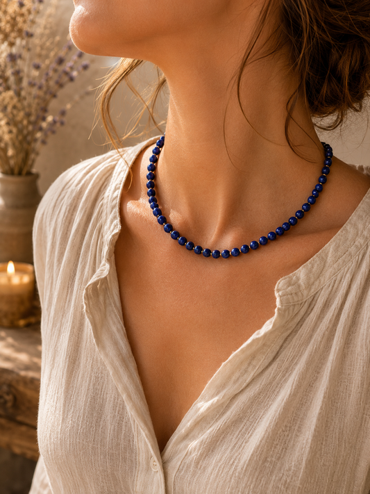 Collier Lapis Lazuli doré Rond