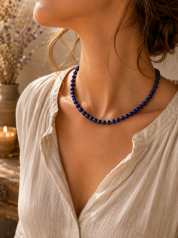 Collier Lapis Lazuli doré Rond