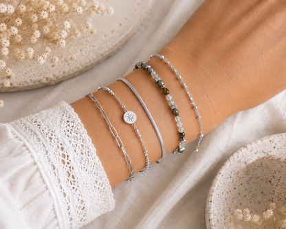Bracelet Quartz vert facetté - Argenté