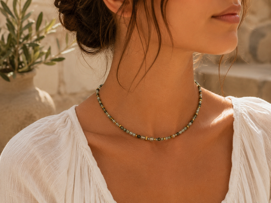 Collier Quartz vert facetté - doré