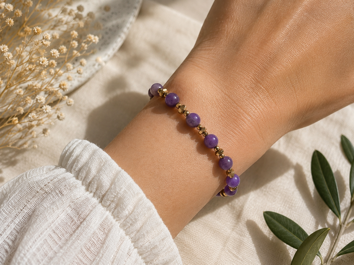 Bracelet Améthyste - Argenté