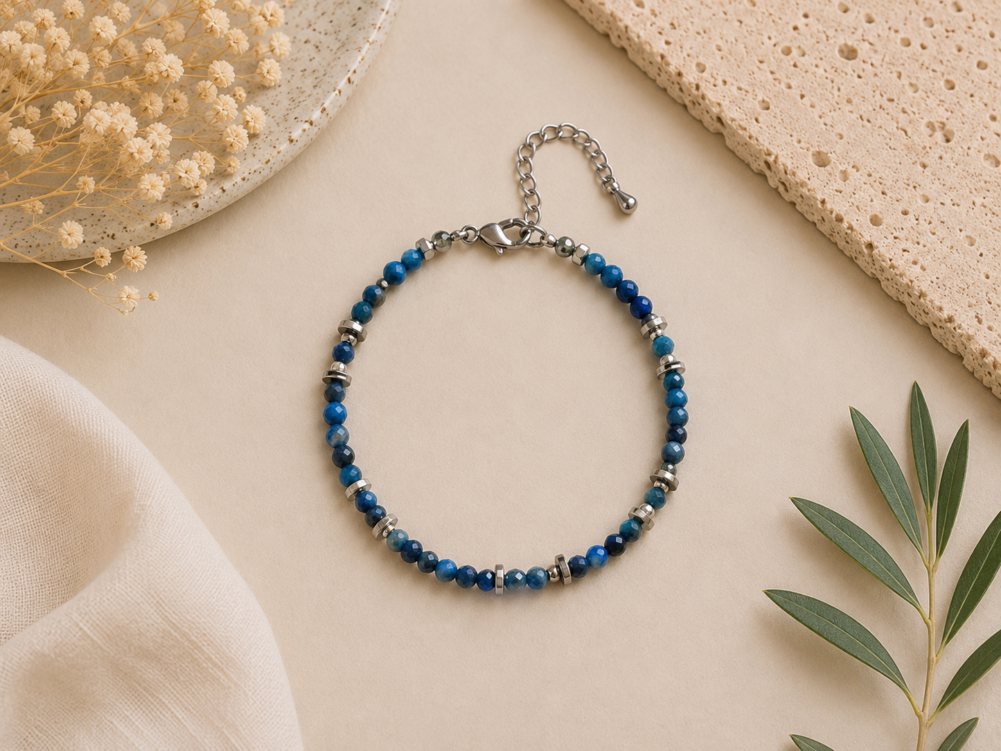 Bracelet Lapis Lazuli - Argenté