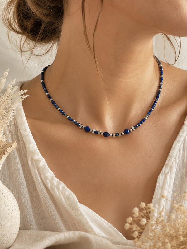 Collier Lapis Lazuli Argenté